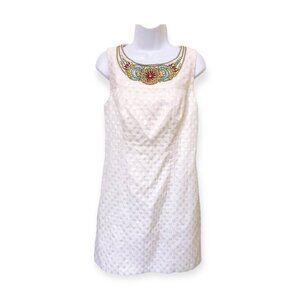Laundry by Shelli Segal White Jeweled Sheath Dress